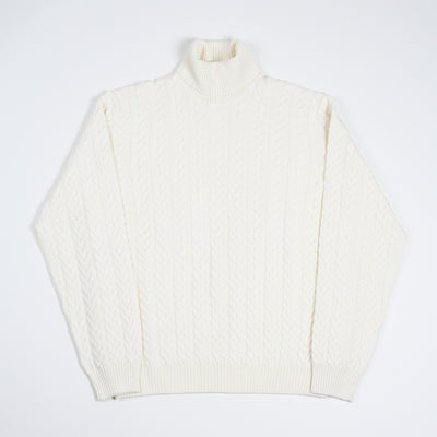 Cable knit roll-neck - Cream