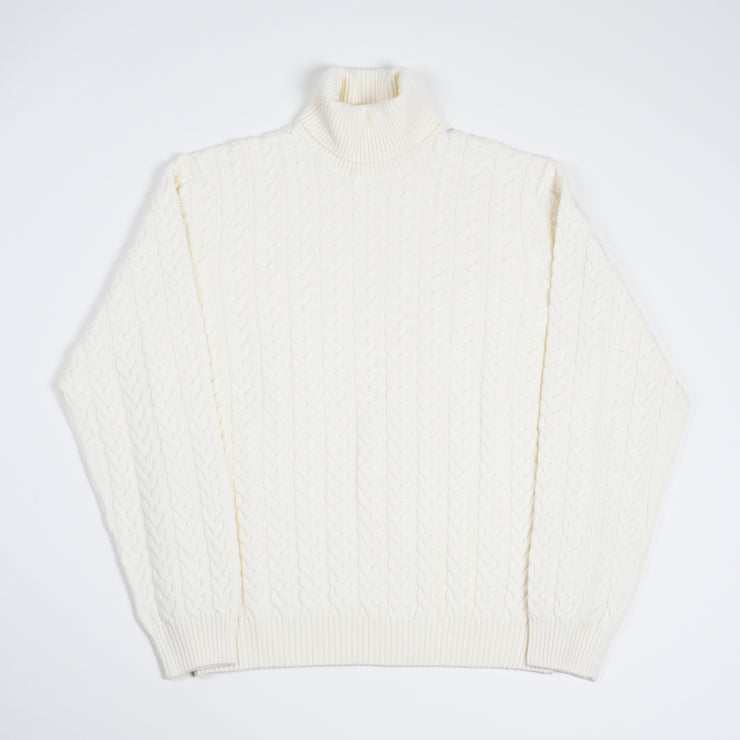 Cable knit roll-neck - Cream