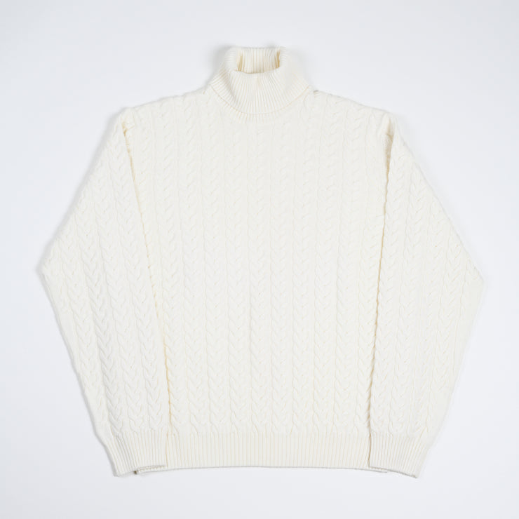 Cable knit roll-neck - Cream