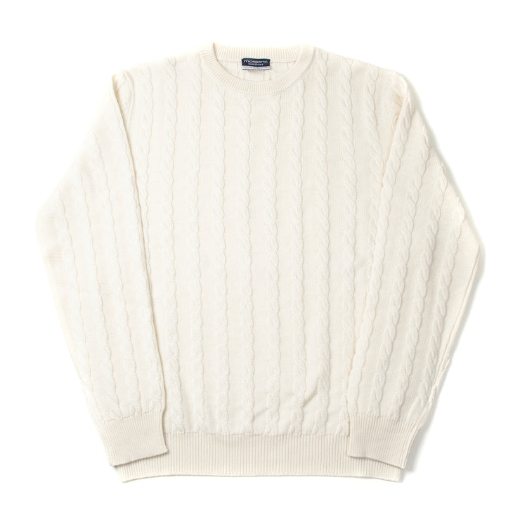 Cable Knit Crewneck in Ecru