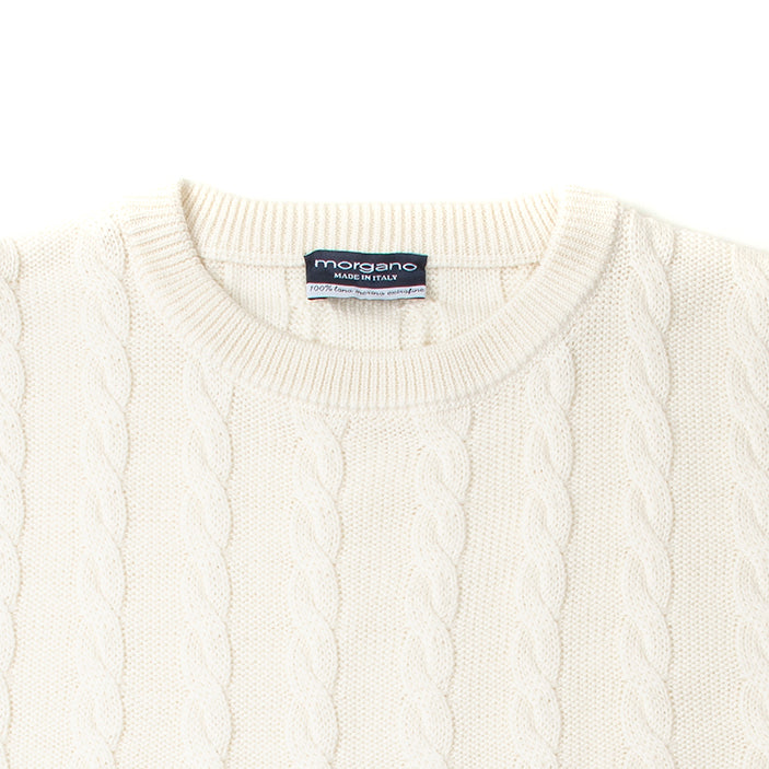 Cable Knit Crewneck in Ecru