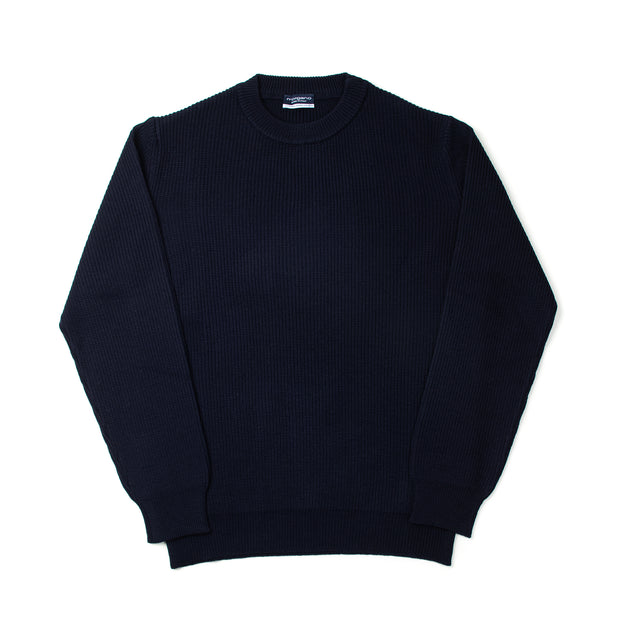 Fisherman Rib Crewneck in Blue