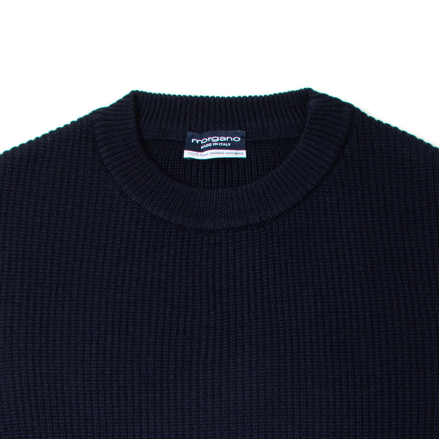 Fisherman Rib Crewneck in Blue