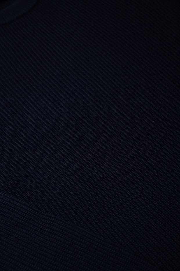 Fisherman Rib Crewneck in Blue