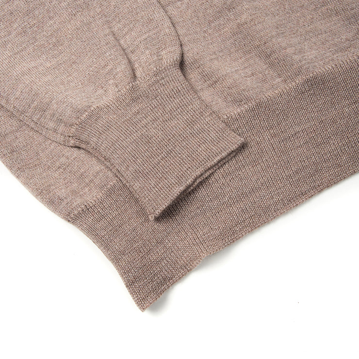 Long Sleeve Knitted Polo Extrafine Merino - Beige