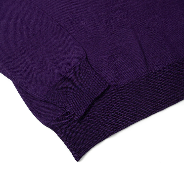 Long Sleeve Knitted Polo Extrafine Merino - Violet