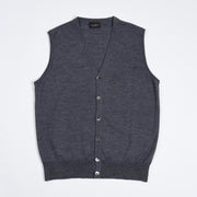 Sleeveless Cardigan in Merino Wool - Mid Grey