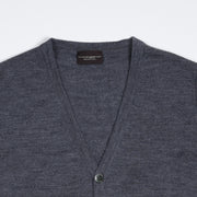 Sleeveless Cardigan in Merino Wool - Mid Grey