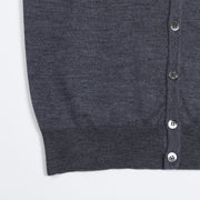 Sleeveless Cardigan in Merino Wool - Mid Grey