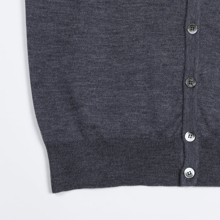 Sleeveless Cardigan in Merino Wool - Mid Grey