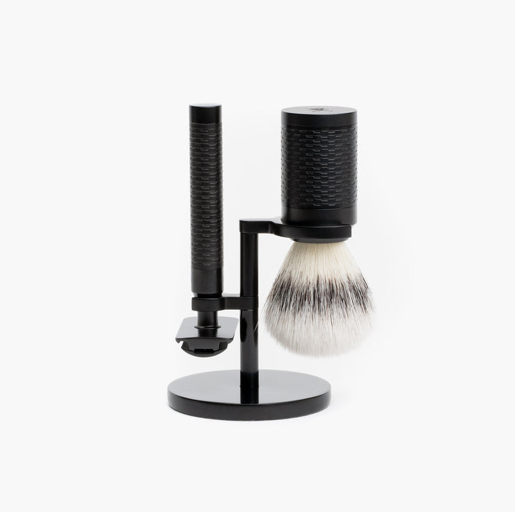 Shaving set - Rocca Black Stainless Steel & Silvertip Fibre