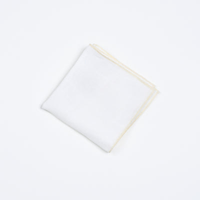Pocket Square in Linen - White / Tan edges