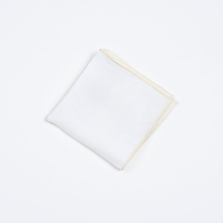 Pocket Square in Linen - White / Tan edges
