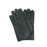 Deerskin Leather Glove with Button - Bottle Green