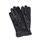 Deerskin Leather Glove - Black Deerskin & Cashmere Knit