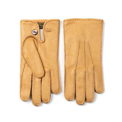 Deerskin Leather Glove with Button - Natural Tan