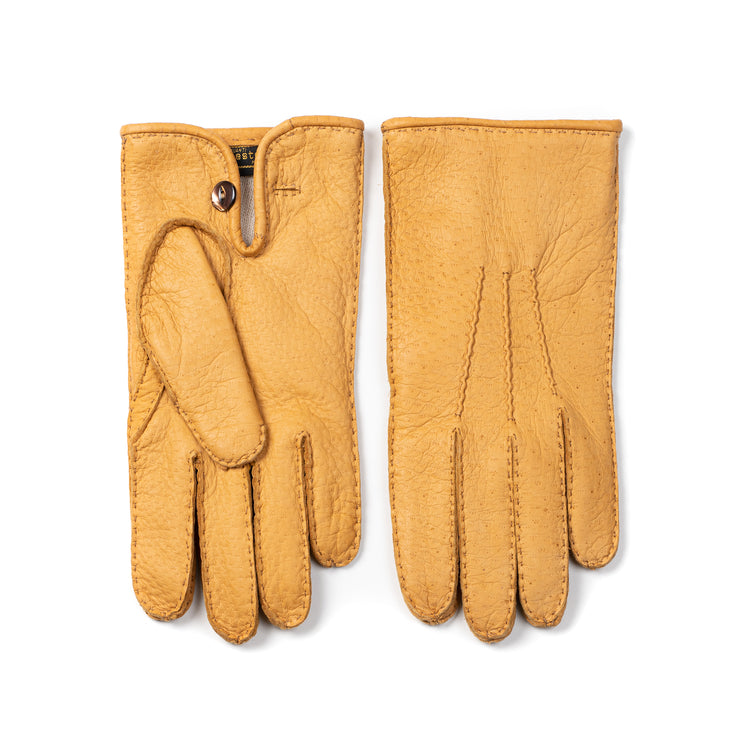 Peccary Leather Glove with Button - Cork