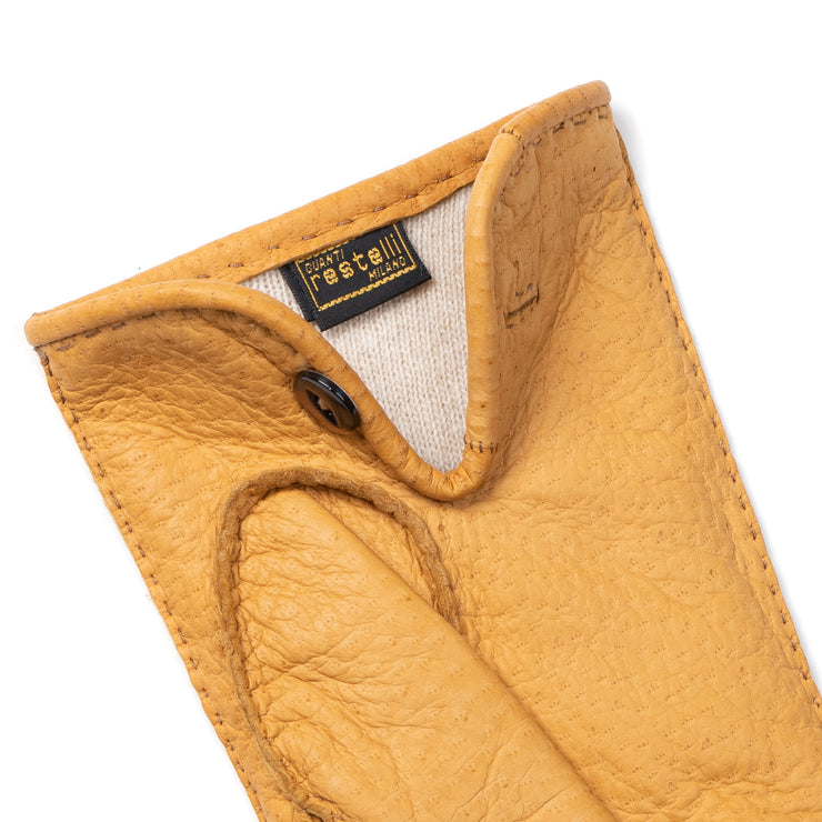 Peccary Leather Glove with Button - Cork