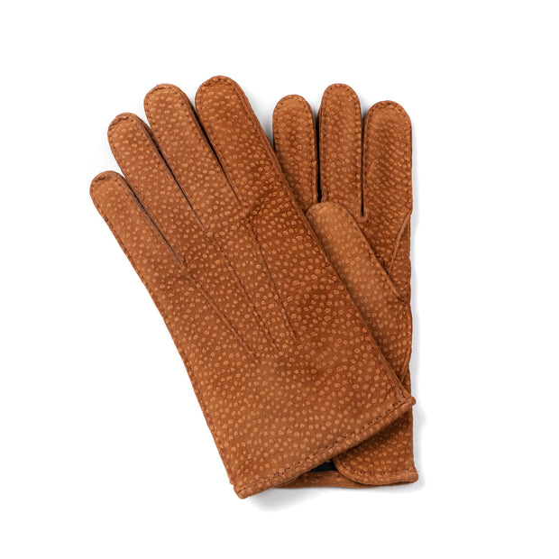 Carpincho Leather Gloves with Button - Polo Brown