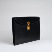 Suede Lined 806 Lock Folio in English Bridle Leather - Black
