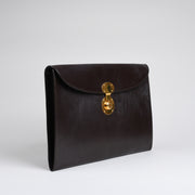 Suede Lined 806 Lock Folio in English Bridle Leather - Chocolate