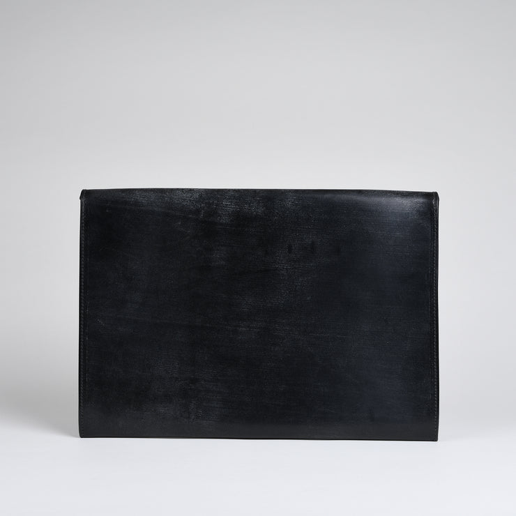 Suede Lined 808 Lock Folio in English Bridle Leather - Black