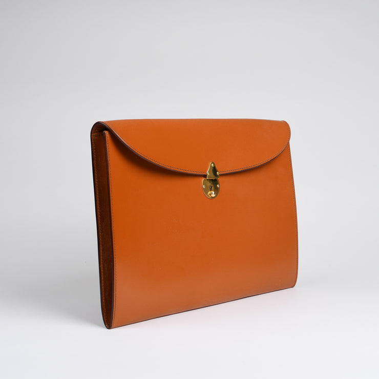 Suede Lined 808 Lock Folio in English Bridle Leather - Conker