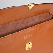 Suede Lined 808 Lock Folio in English Bridle Leather - Conker
