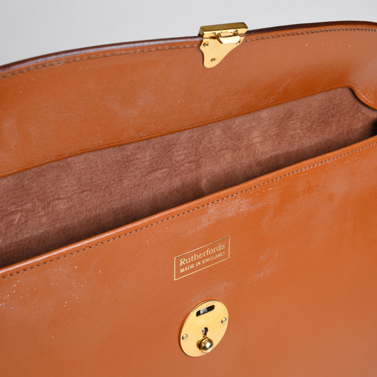 Suede Lined 808 Lock Folio in English Bridle Leather - Conker