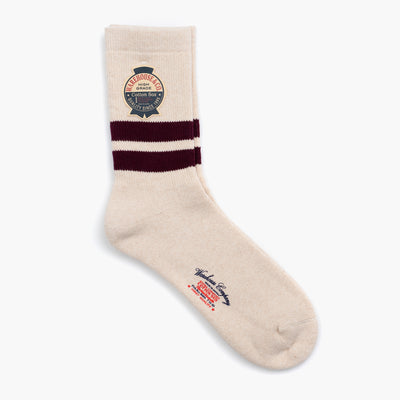 Lot 5234 Pile Socks in Cream & Wine Stripe