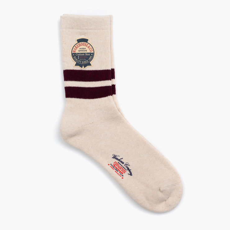 Lot 5234 Pile Socks in Cream & Wine Stripe