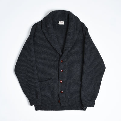 Lambswool Shawl Collar Cardigan - Dark Grey