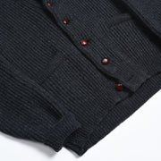 Lambswool Shawl Collar Cardigan - Dark Grey