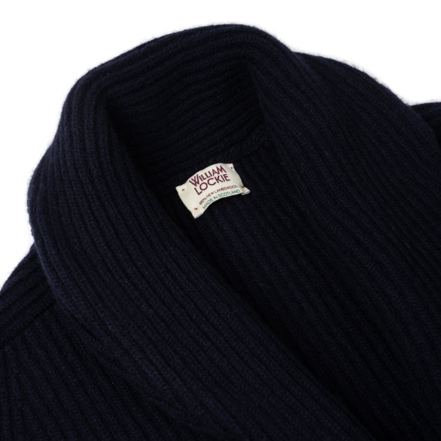 Geelong Lambswool Shawl Collar Cardigan - Navy