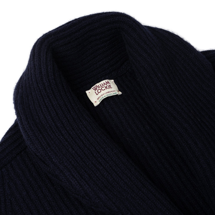 Geelong Lambswool Shawl Collar Cardigan - Navy