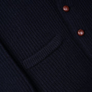 Geelong Lambswool Shawl Collar Cardigan - Navy