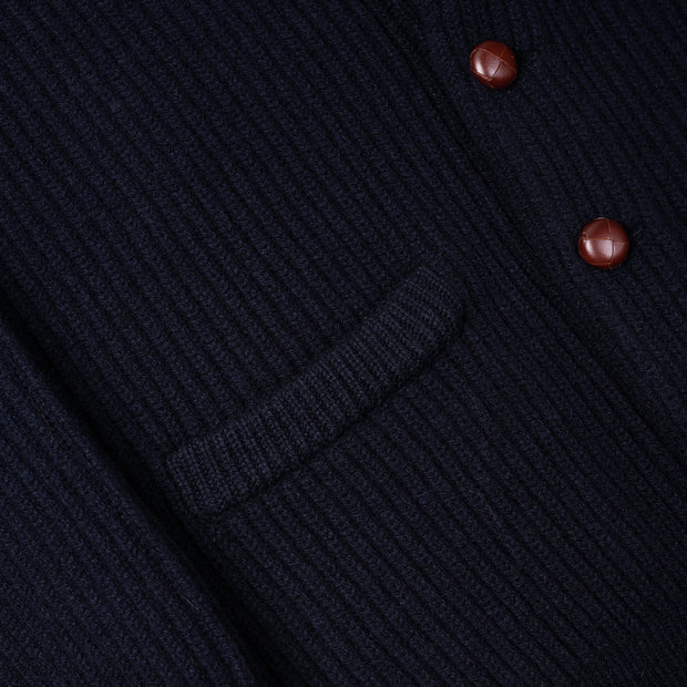 Geelong Lambswool Shawl Collar Cardigan - Navy