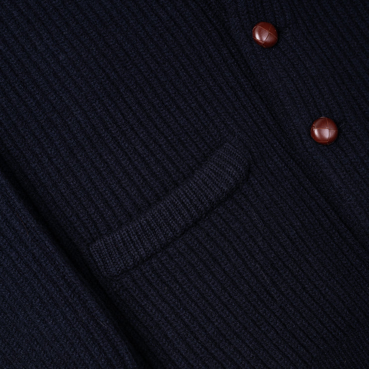 Geelong Lambswool Shawl Collar Cardigan - Navy